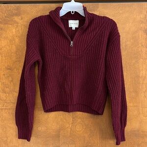 Pink Rose quarter zip sweater. Size small